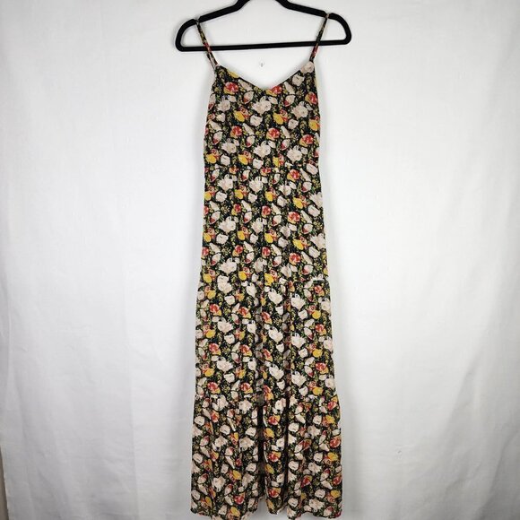 J. Crew Mercantile Dress 8 Maxi  Spaghetti Straps Chiffon Tiered Floral SIZE 2 - Picture 3 of 8